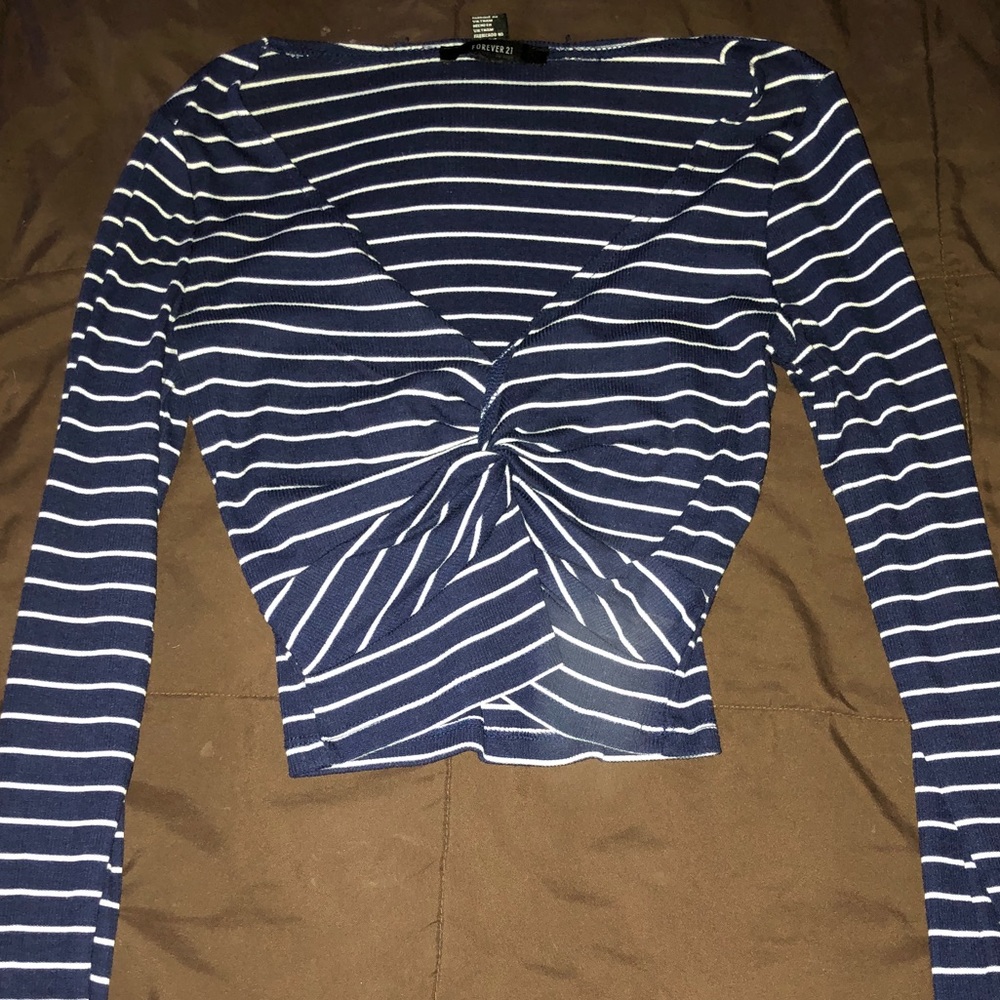 Blue and white crop top